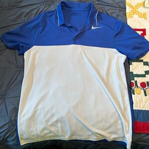 Nike Blue and White Colorblock Polo Shirt